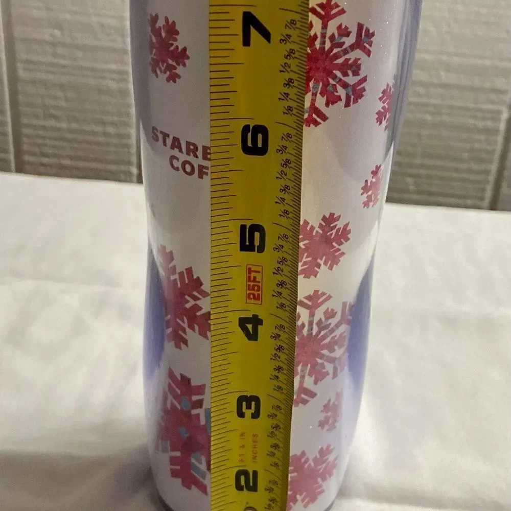 Starbucks Red Pink Snowflake Travel Mug Flip Top Tumbler 2009 16 oz Snow.